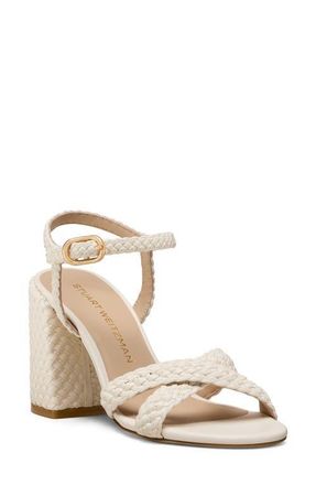 Stuart Weitzman Alyssa Ankle Strap Woven Sandal in Cream at Nordstrom, Size 8.5