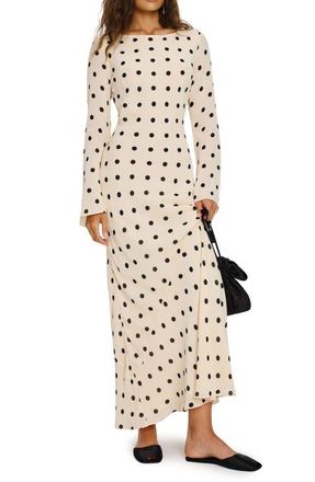 Reformation Esra Polka Dot Long Sleeve Maxi Dress in Sundae Dot at Nordstrom, Size X-Small