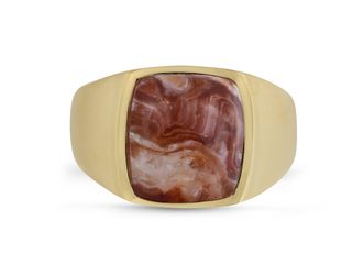 LuvMyJewelry Red Lace Agate Iconic Sterling Silver Men Signet Ring