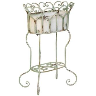 Wanderlust Deco Macetero De Metal Blanco 43.5x34.5x71.5h Cm