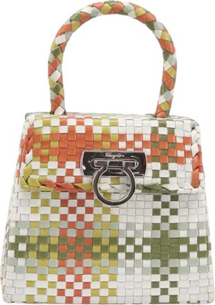 Ferragamo Gancini Top Handle Woven Leather Multicolour Leather Handbag (Pre-Owned)