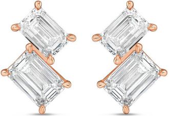 Diana M. Jewels 14K RG Gold 2 Stone Earrings 4.00 Ct Tw