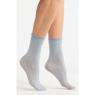 Nordstrom Ruffle Top Sheer Anklet Socks in Grey Sleet at Nordstrom, Size 9