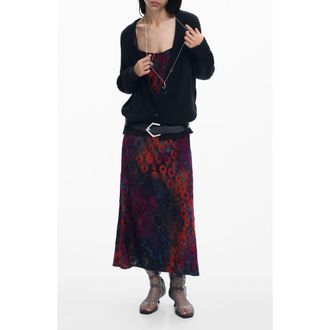 Desigual Flocked Animal Slipdress in Red Multi at Nordstrom, Size X-Small