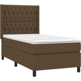 vidaXL Vidaxl - Cama Box Spring Colch&oacute;n Luces Led Tela Marr&oacute;n Oscuro 100x200cm