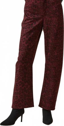 LE JEAN Velvet Nomad Jean In Burgundy Leopard