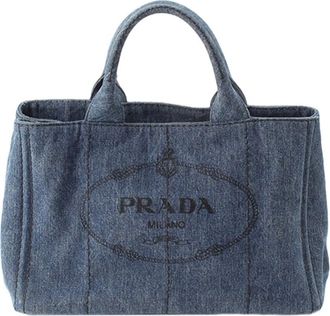 Prada Pre-owned Prada Denim Canapa Logo Tote Ladies HAMDA1NJRCWN6T63