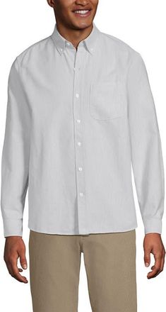 Lands End Traditional Fit Comfort-First Sail Rigger Oxford Shirt in Pale Light Gray Heather at Nordstrom, Size Xx-Large