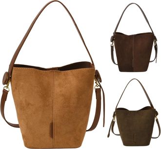 Generic Cymwer PU Leather Shoulder Bag Versatile Bucket Handbag Trendy Travel Sling Bag (Brown)