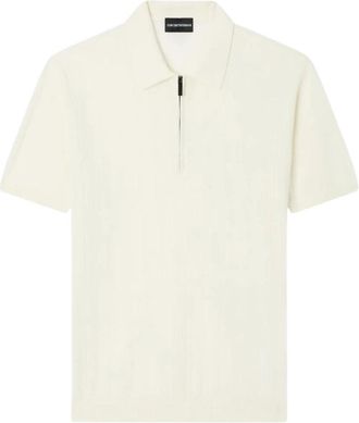 Emporio Armani Zip Polo - Heren - Polos - Wit - 2XL - Katoen - Tops