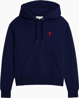 Ami Mens Ami Paris Logo Hoodie Navy - Size: 42
