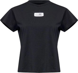 Maison Margiela Numeric Cotton Jersey T-shirt - Dames - T-shirts - Zwart - S - Katoen - Tops