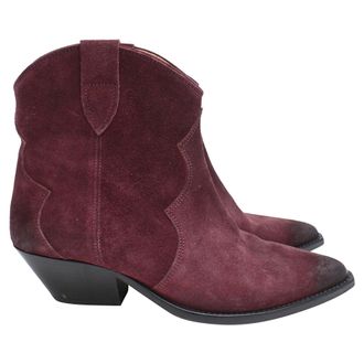 Isabel Marant Dewina Ankle Boots in Burgundy Suede