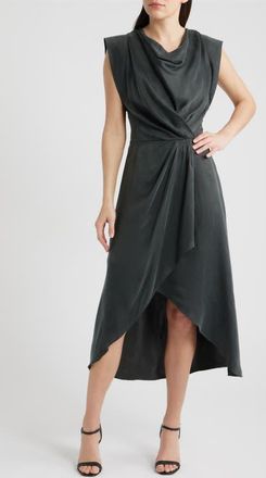 Boss Orange by Hugo Boss Dratty Draped Midi Dress in Open Grey at Nordstrom, Size 16
