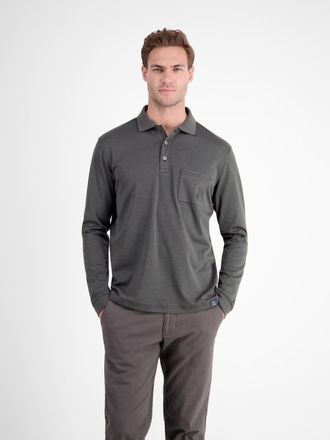 Lerros Langarm-Poloshirt LERROS Langarmpolo f&uuml;r Herren in Strukturoptik, Herren, Gr. S, schwarz, 50% Baumwolle, 50% Polyester, ohne Ausschnitt, Shirts Langar