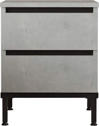 Mobili Rebecca Mobili Rebecca - Mesita De Noche 2 Cajones Rebecca Mobili Sankaran 49x40x35,5 Tablero De Part&iacute;culas Hierro Gris Piedra Negro Moderno