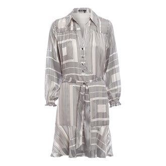 Marc Aurel Kleedjes, Dames, Veelkleurig, L, Polyester, Graphic Satin Shirt Dress