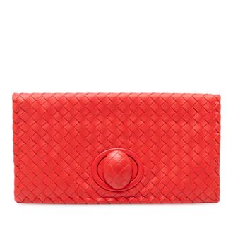 Bottega Veneta Tweedehands Nappa Intrecciato Turn Lock Clutch