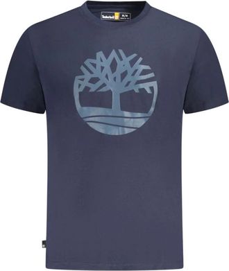 Timberland Blauw Logo Print Crew Neck T-Shirt - Heren - T-shirts - Blauw - XL - Katoen - Tops
