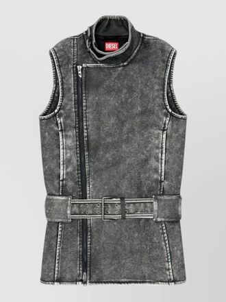 Diesel sleeveless biker dress relaxed fit belt