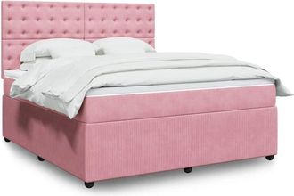 vidaXL Vidaxl - Cama Box Spring Con Colch&oacute;n Terciopelo Rosa 180x200 Cm