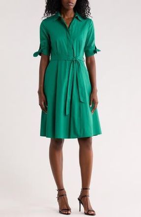Calvin Klein Solid Cotton Shoulder Tie Shirtdress in Meadow at Nordstrom Rack, Size 12