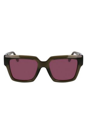 Ferragamo Gancini 54mm Rectangular Sunglasses in Transparent Khaki at Nordstrom