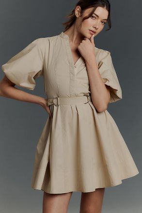 Derek Lam Short-Sleeve Cotton Mini Shirt Dress