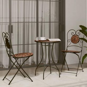 Berkfield Home Mosaic Bistro Set Terracotta Iron & Ceramic in Orange