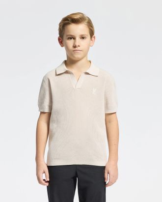 Psycho Bunny Kids Leeton Johnny Collar Knit Polo 104 NATURAL LINEN / Kids / S/7-8