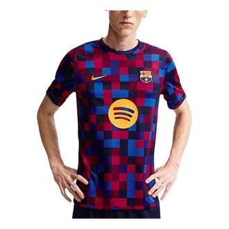 Nike x F.C. Barcelona Home Dri-FIT Pre-Match T-Shirt Noble Red Blackened Blue Mineral Yellow II1667-621