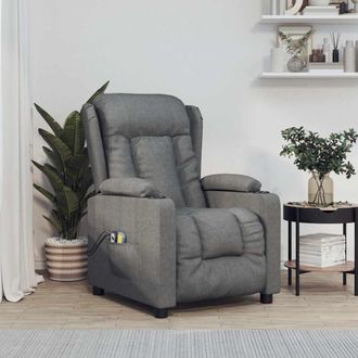 vidaXL Sill&oacute;n De Masaje El&eacute;ctrico Tela Gris Oscuro Vidaxl