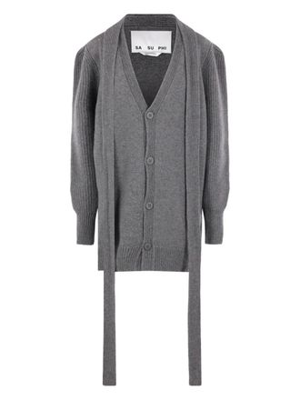 SA SU PHI buttoned tie cardigan - women - Fabric - 42 - Grey