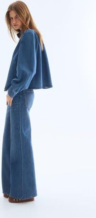 H&M Puff-sleeved Twill Jacket in Denim Blue at Nordstrom, Size Xx-Large
