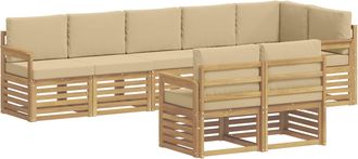 vidaXL Conjunto De Sof&aacute;s De Exterior 8 Uds. Y Beige Poli&eacute;ster Vidaxl