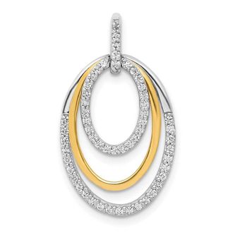 Diamond2Deal 14k White Gold 1/4 Ct Oval Cut Lab Grown Diamond Triple Dangle Pendant