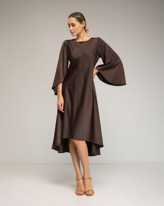 Tantra Satijnen midi-jurk met asymmetrische zoom