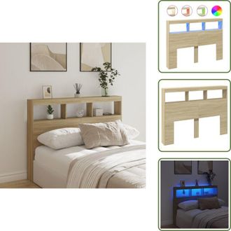 vidaXL The Living Store Testiera con Contenitore a LED Rovere Sonoma 140x17x102 cm - Luci LED RGB