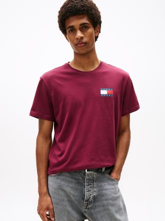 Tommy Jeans T-Shirt TOMMY JEANS TJM SLIM ESSENTIAL FLAG TEE EXT, Herren, Gr. XXL, rot (rot wine), Single Jersey, Obermaterial: 100% Baumwolle, slim fit normal, Ru