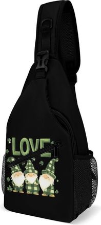 Generic Plaid St Day Patricks LoveGnomes Mens Crossbody Chest Sling Bag for Travel Hiking Lightweight Shoulder Bags with Small Side