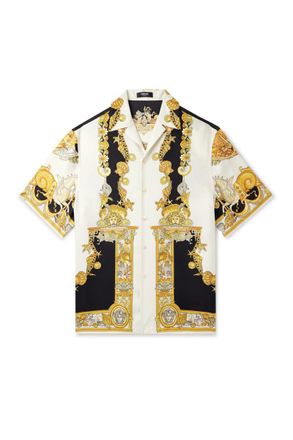 Versace Camp-Collar Printed Silk-Twill Shirt