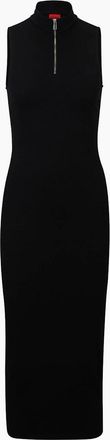 HUGO BOSS Womens Nerie High Neck Midi Bodycon Dress - Black - Size: 14