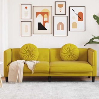 vidaXL Sof&aacute; Con Cojines 3 Plazas Terciopelo Amarillo Vidaxl