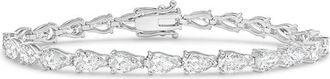 Diana M. Jewels 14kt White Gold 15cts Lab Grown Pear Diamond East-West Tennis Bracelet