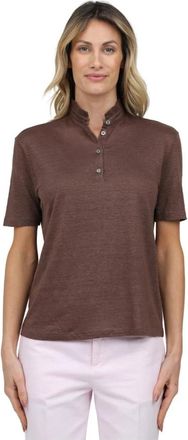 Gran Sasso Koreaanse halfmouw shirt - Dames - Polos - Bruin - XL - Tops