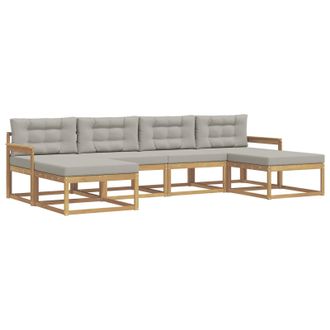 vidaXL Conjunto De Sof&aacute;s De Exterior 6 Pcs Blanco Y Gris Claro Vidaxl