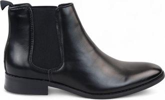 Infinity Leather Zwarte Chelsea Slip-On Office enkellaarsjes voor heren