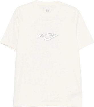 Yohji Yamamoto Beige Logo Crew Neck T-Shirt