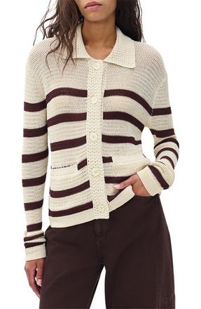 Rag & Bone Costi Stripe Cotton Blend Cardigan in Ivory Multi at Nordstrom, Size Xx-Small