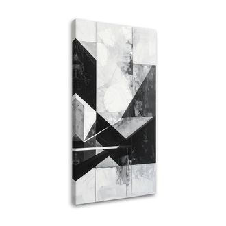 Feeby Cuadro Sobre Lienzo, Abstracci&oacute;n Geom&eacute;trica En Blanco Y Negro, 60x120